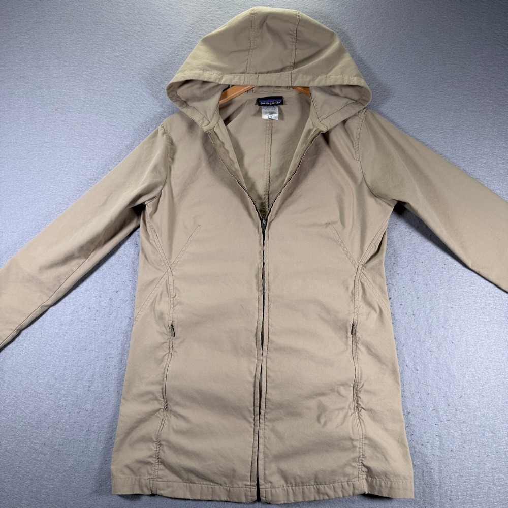 Vintage Patagonia Women's Beige Hooded Full Zip Jacket‎ Coat Size 10 USA Made - Picture 3 of 12